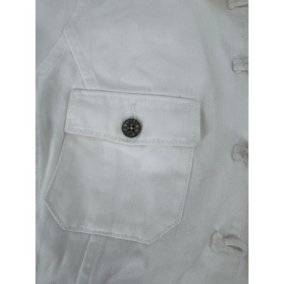 Lauren Jeans Co Lauren Denim Jacket Medium White Mandarin Collar Frog Button - Picture 7 of 16